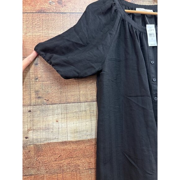 Ann Taylor Loft Black Button-Front Blouse M NWT - Picture 3 of 8